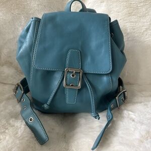 Y2K Coach Factory 9569 Legacy Blue Leather Drawstring Backpack Purse Bag NWT